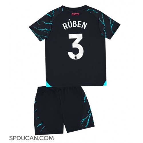 Dječji Nogometni Dres Manchester City Ruben Dias #3 Rezervni 2023-24 Kratak Rukav (+ Kratke hlače)